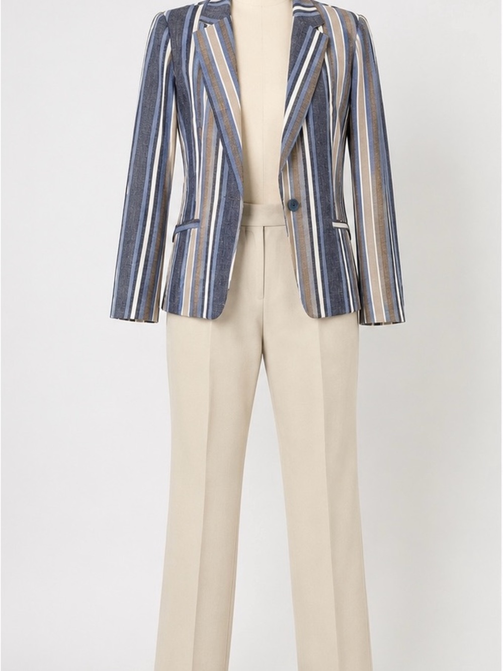 Counterparts Striped Navy Blue and Tan Blazer
